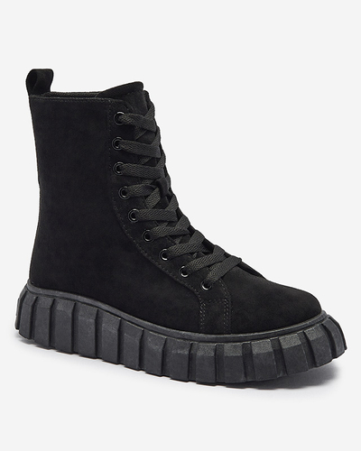 Černé dámské kozačky z ekokůže Alolu- Obuv