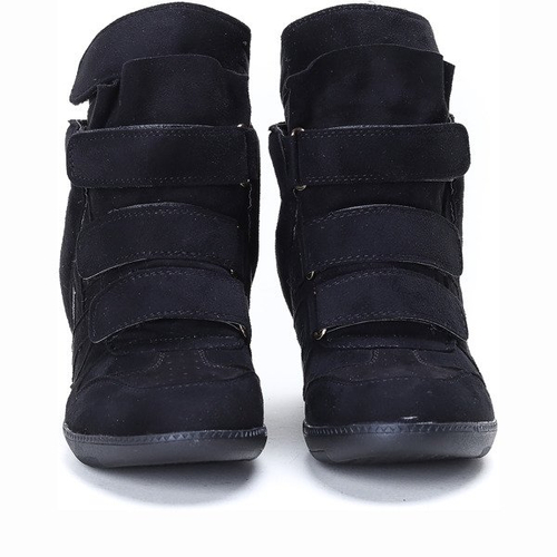 Czarne sneakersy na koturnie Barbra - Obuwie