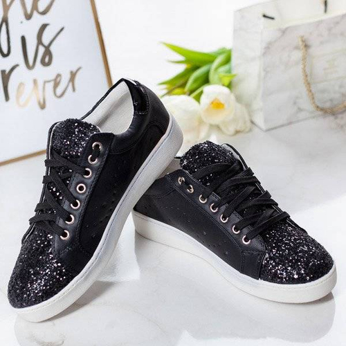 Чорні кросівки Vieira з блискучою обробкою - Взуття 1