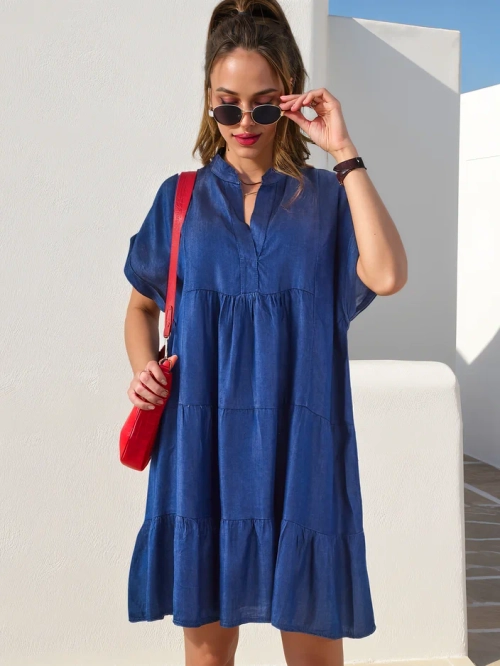 Royalfashion Сшитая туника для женщин, напоминающая джинсовое платье