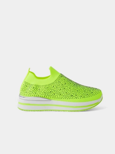 Royalfashion Dámské slip-on sportovní boty z textilu s kamínky Adeq