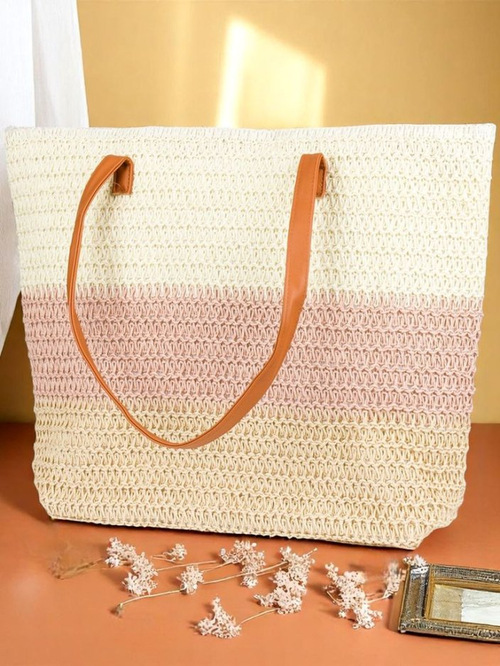 Роялфешн Велика жіноча солом'яна сумка з широкими смугами