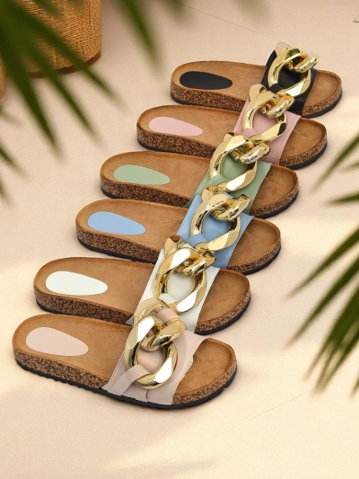 Dámské růžové pantofle se zdobením Sofig- Footwear
