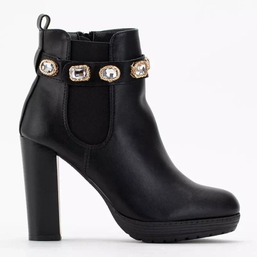 OUTLET Чорні жіночі ботильйони з кристалами Pricile - Взуття