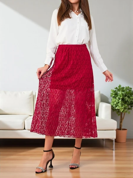 Royalfashion Dámská midi sukně s krajkou