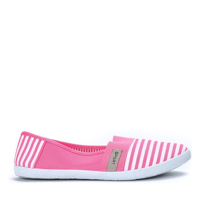 Różowo-białe neonowe slip on w paski Amaya - Obuwie