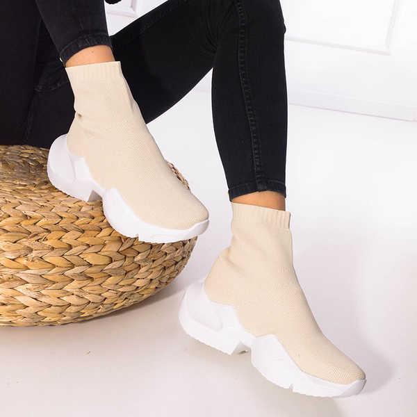 Béžové dámské vysoké tenisky Gohi - obuv