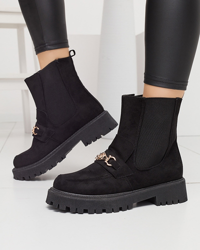 Чорні жіночі еко замшеві утеплені чоботи з декором Setta - Взуття