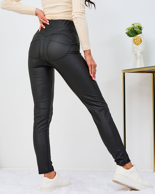 Royalfashion Жіночі лосини з еко-шкіри чорного кольору
