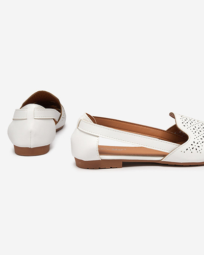 Dámské bílé prolamované baleríny s průstřihem na bocích Sermo- Obuv