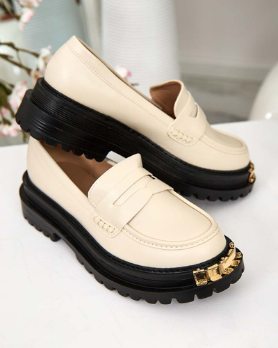Dámské Loafersy Aurelia Béžové na Platformě 5cm - Stylové a Pohodlné