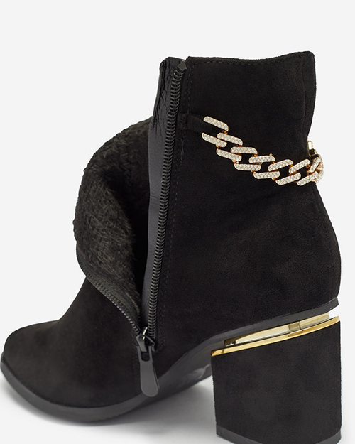 Чорні жіночі ботильйони на шпильці з ланцюжком Bellami-Footwear