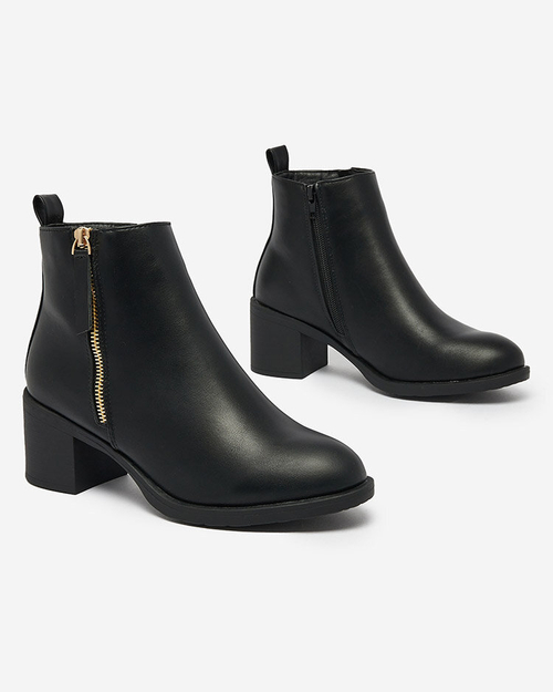 Royalfashion Чорні жіночі черевики з екошкіри на низькій шпильці Rejerry