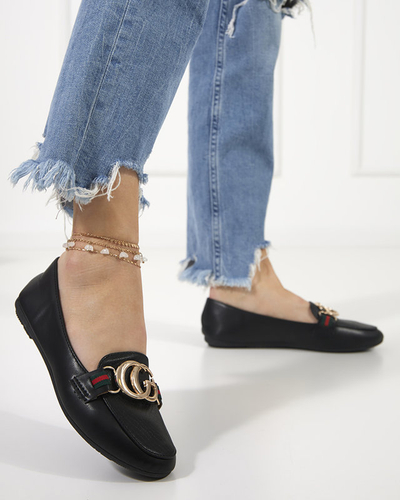 Чорні жіночі мокасини з пряжкою Meneris
