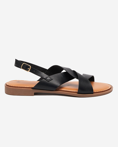 Чорні жіночі босоніжки на плоскій підошві Yojto- Footwear