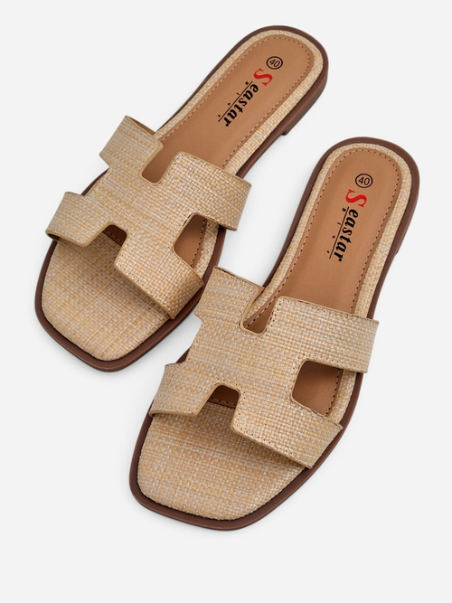 Жіночі сандалі бежеві Letizia зручні плоскі екологічна шкіра літо