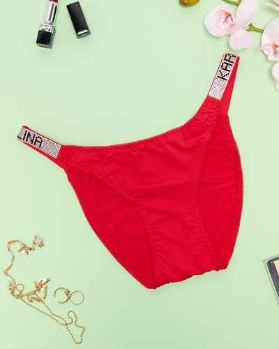 Dámské červené kalhotky s ozdobnými pruhy - Spodní prádlo