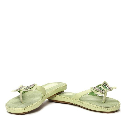 Zielone klapki japonki z kokardką - Obuwie