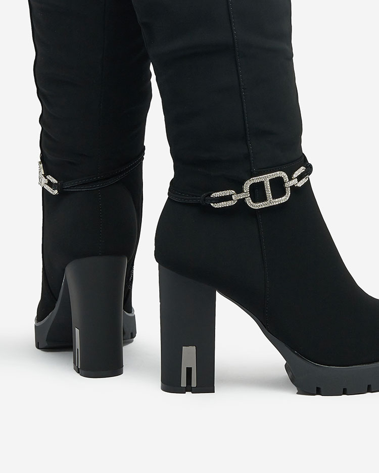 Royalfashion Dámské kozačky Retisa se zdobeným jehlovým podpatkem