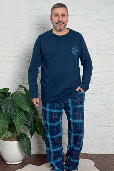 Royalfashion Kárované pánské pyžamo z bavlny VELIKOST PLUS