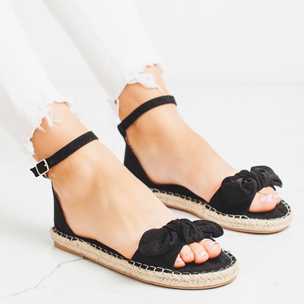 Czarne sandały z kokardką Ria - Obuwie