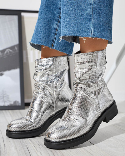 OUTLET Сріблясті жіночі черевики з тисненням Ahhy- Footwear