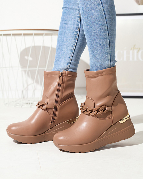 Світло-коричневі жіночі чоботи на якорі з ланцюжком Fefricca- Footwear