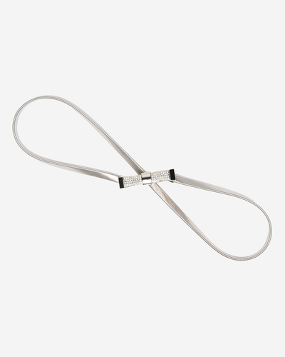 Stříbrný elastický dámský pásek s mašlí - Příslušenství