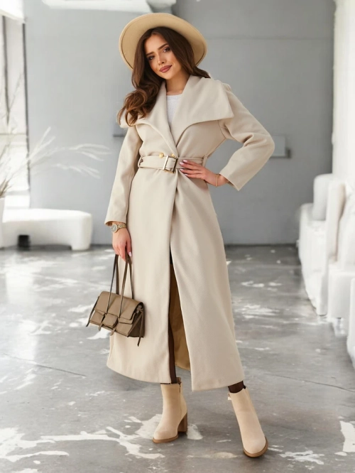 Royalfashion Жіночий максі-пальто з поясом
