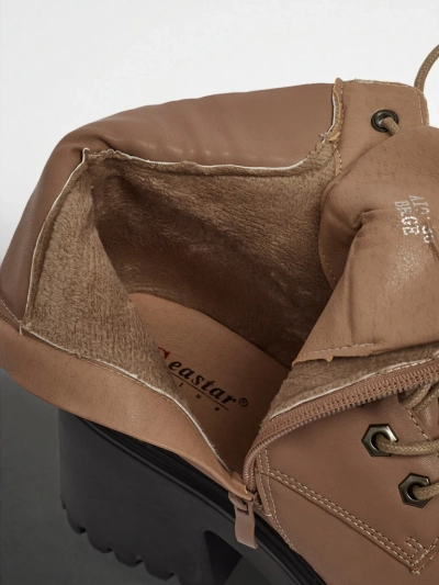 Dámské kotníkové boty eko semišové na sloupku a platformě Tavlissa