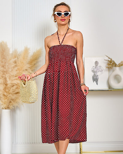 Royalfashion Dámské puntíkované šaty ke kolenům