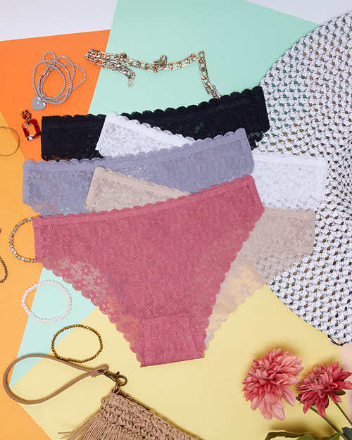 5 упаковок безшовних мереживних жіночих трусів, нижньої білизни