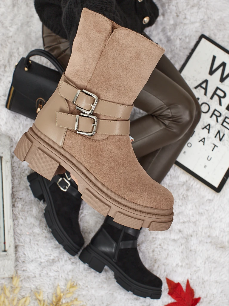 Vyšší dámské eko semišové kotníkové boty Callire