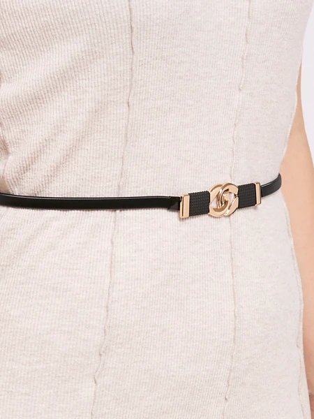 Dámský kovový pásek Callista Nero černý, minimalistický, na háček