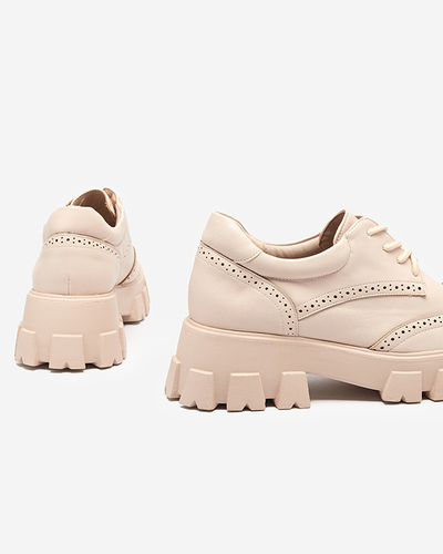 Béžové dámské boty s prolamovaným akcentem Uneri - Obuv