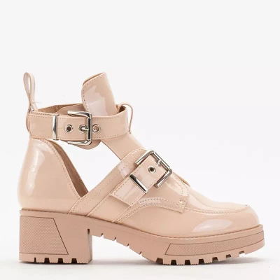 OUTLET Béžové dámské kozačky s ražbou Lerika - Obuv