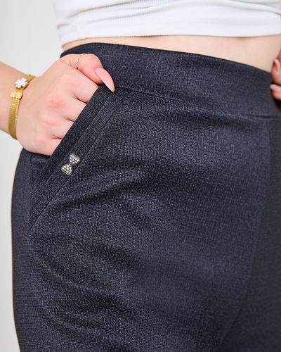 Royalfashion Vzorované černé dámské tegínové kalhoty PLUS SIZE