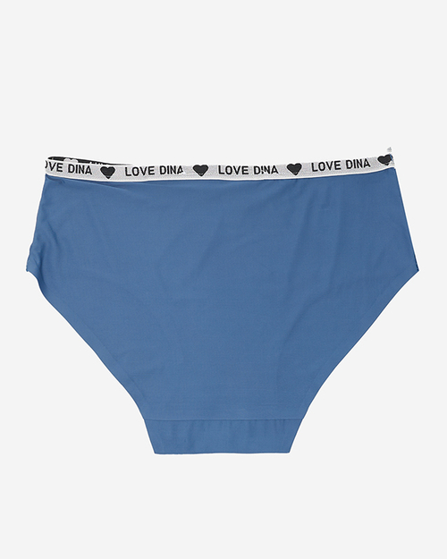 Труси жіночі темно-сині з декоративною смужкою з написами - Нижня білизна
