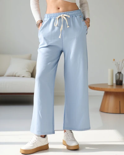 Royalfashion Dámské široké tepláky vyrobené z viskózy se zirkony