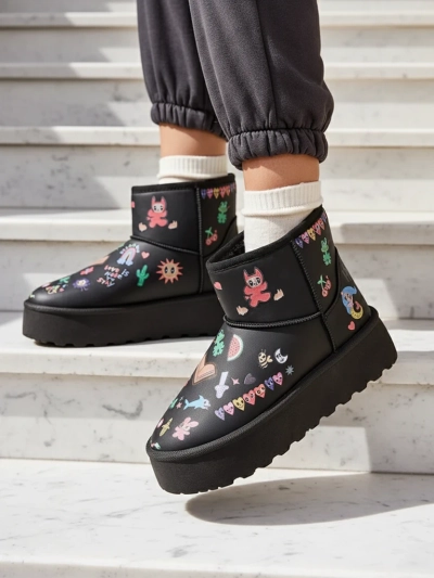 Royalfashion Krátké sněhové boty ve stylu ženských bot s nálepkami Hanaga