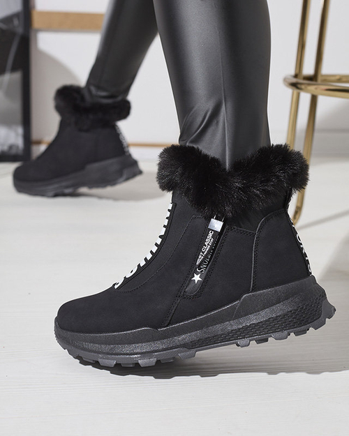 OUTLET Чорні жіночі утеплені черевики з хутром Scherr- Footwear