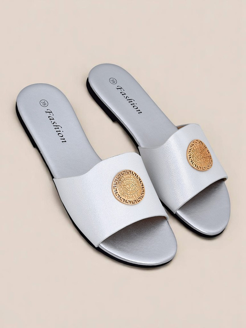 Royalfashion Жіночі шльопанці на плоскій підошві Golden Slip