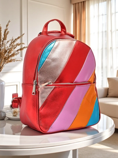 Royalfashion Жіночий рюкзак з екошкіри зі смугами Metallic Stripes