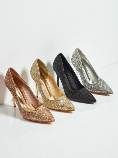 Dámské eko kožené lodičky s brokátom Zavrimea