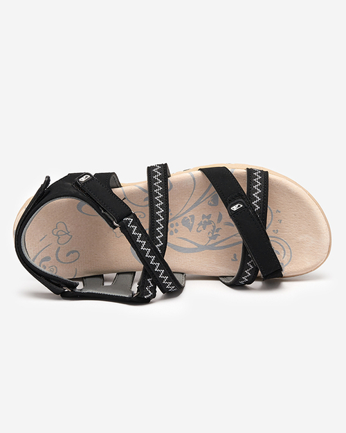 Чорні жіночі босоніжки на плоскій підошві Koralli. Взуття