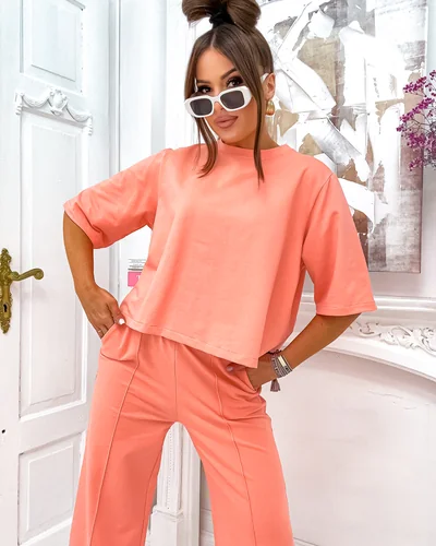 Royalfashion Dámský bavlněný set s rozšířenými kalhotami