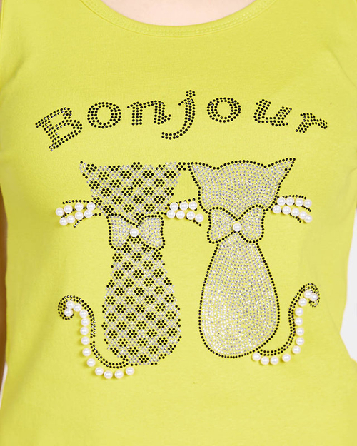 Жовтий топ з цирконами та перлами