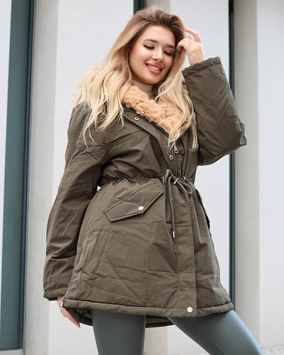 Жіноча зелена зимова куртка PLUS SIZE - Одяг