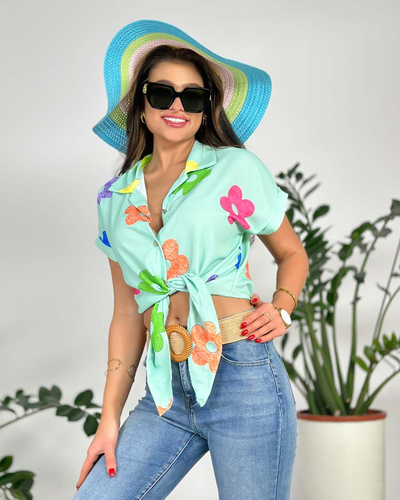 Royalfashion Жіноча коротка квіткова сорочка