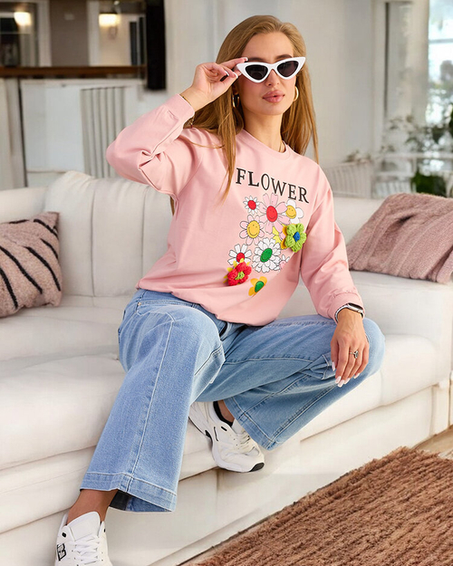 Жіночий бавовняний світшот з тонким принтом Royalfashion